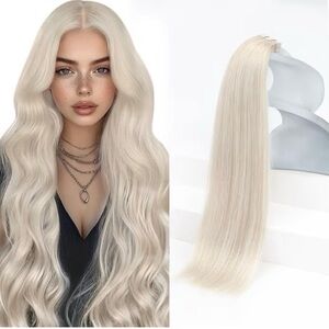 Bleach Blonde Tape in Remy Human Hair Extensions 12 inch 30g 20Pcs Color #60